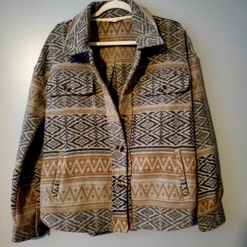 Mystree Shacket Western Equestrian Size Large Blanket Coat